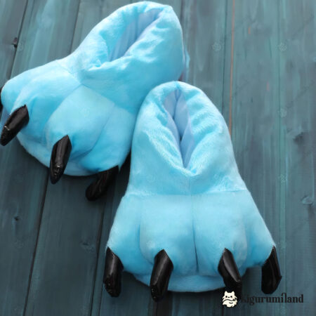 chaussons kigurumi cyan trois quarts