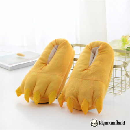 chaussons kigurumi jaune trois quarts