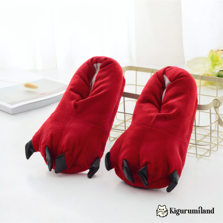 chaussons kigurumi rouge trois quarts