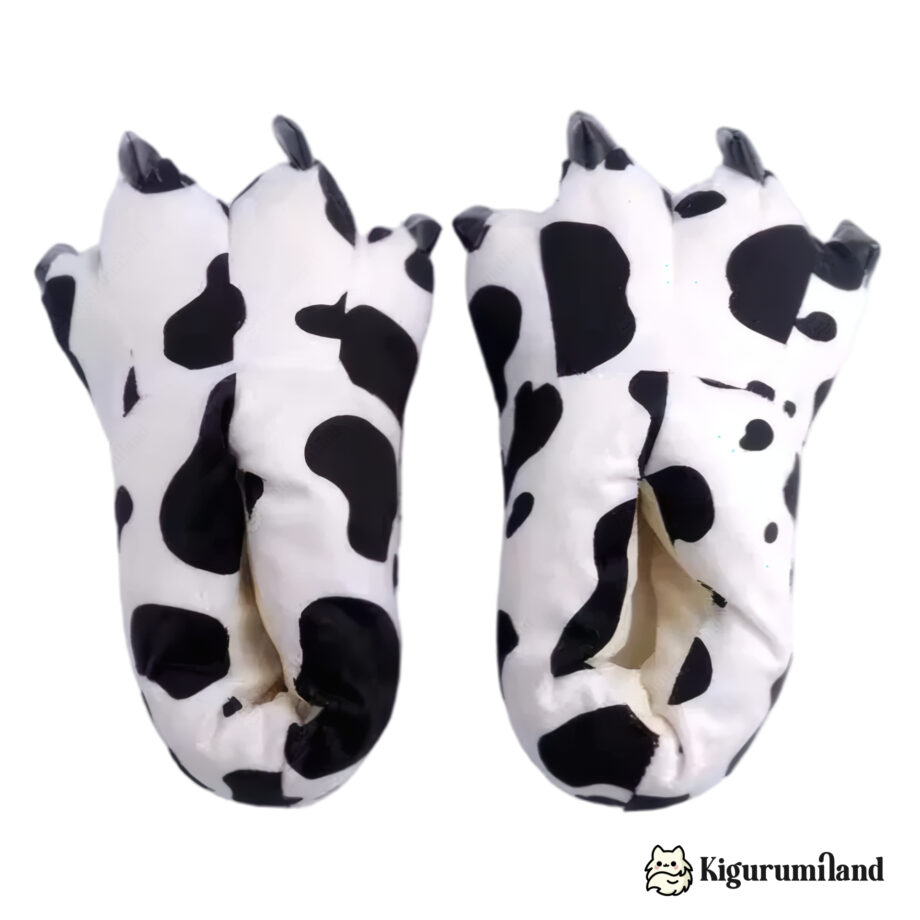 chaussons kigurumi tachete noir et blanc