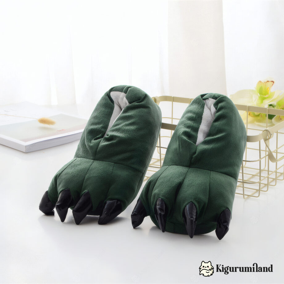 chaussons kigurumi vert trois quarts