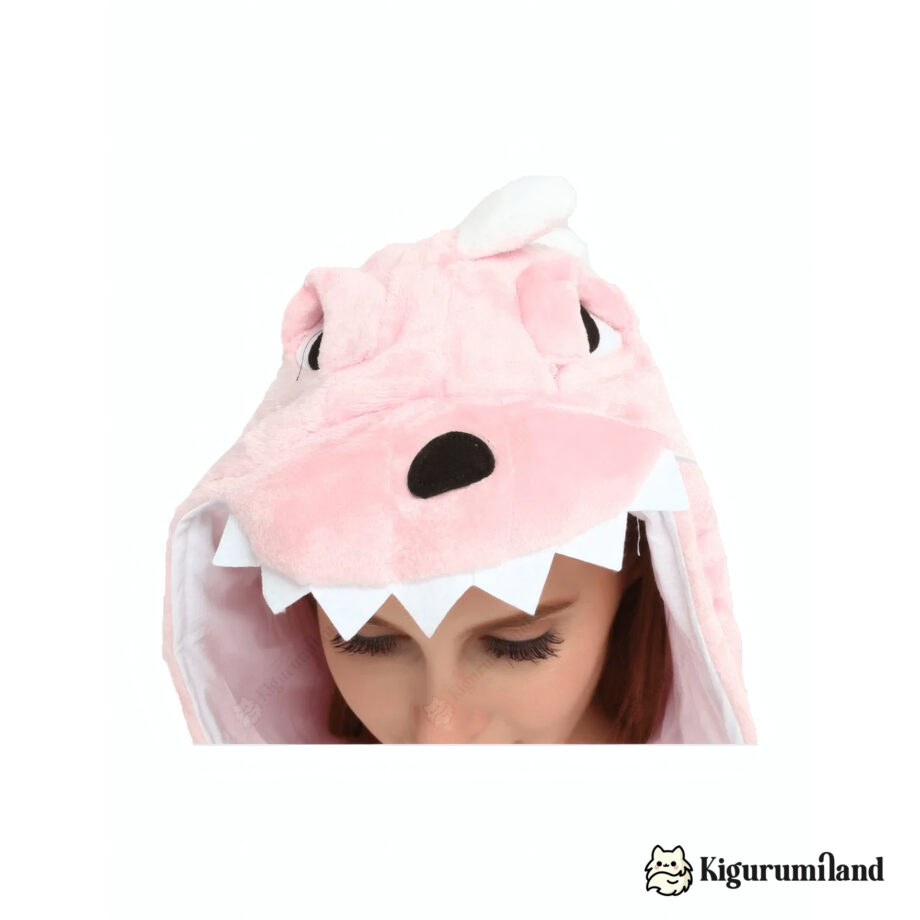 kigurumi dinosaure rose detail capuche