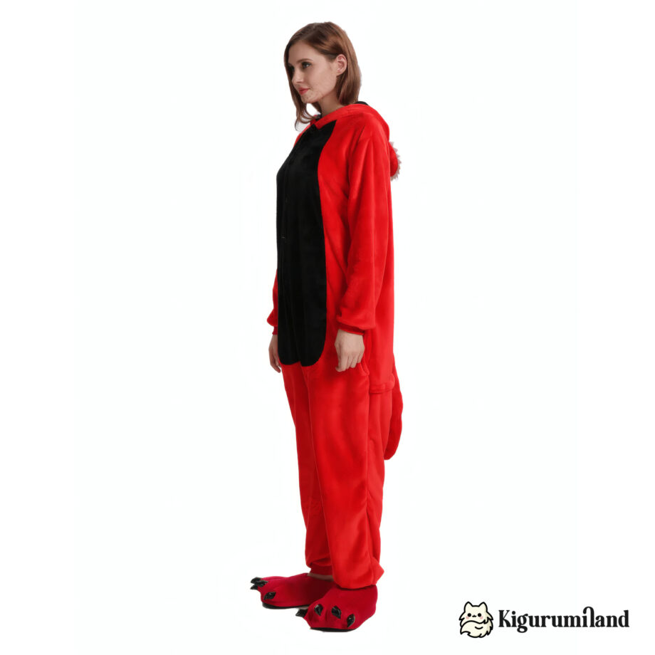 kigurumi dinosaure rouge cote