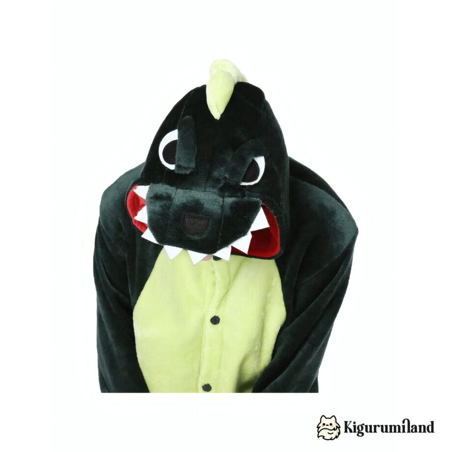 kigurumi dinosaure vert detail capuche