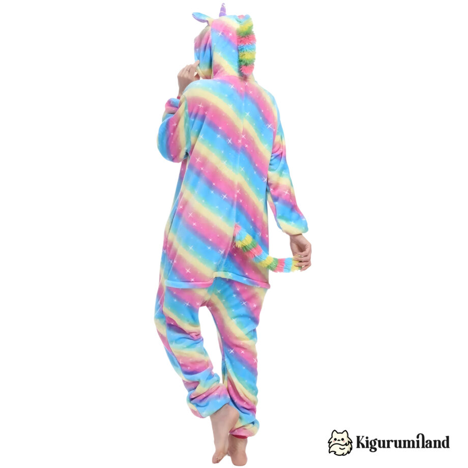 kigurumi licorne arc en ciel bleu dos