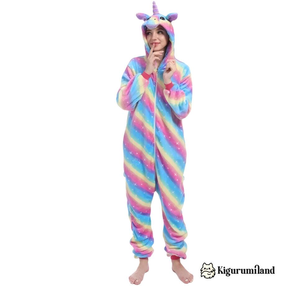 kigurumi licorne arc en ciel bleu face