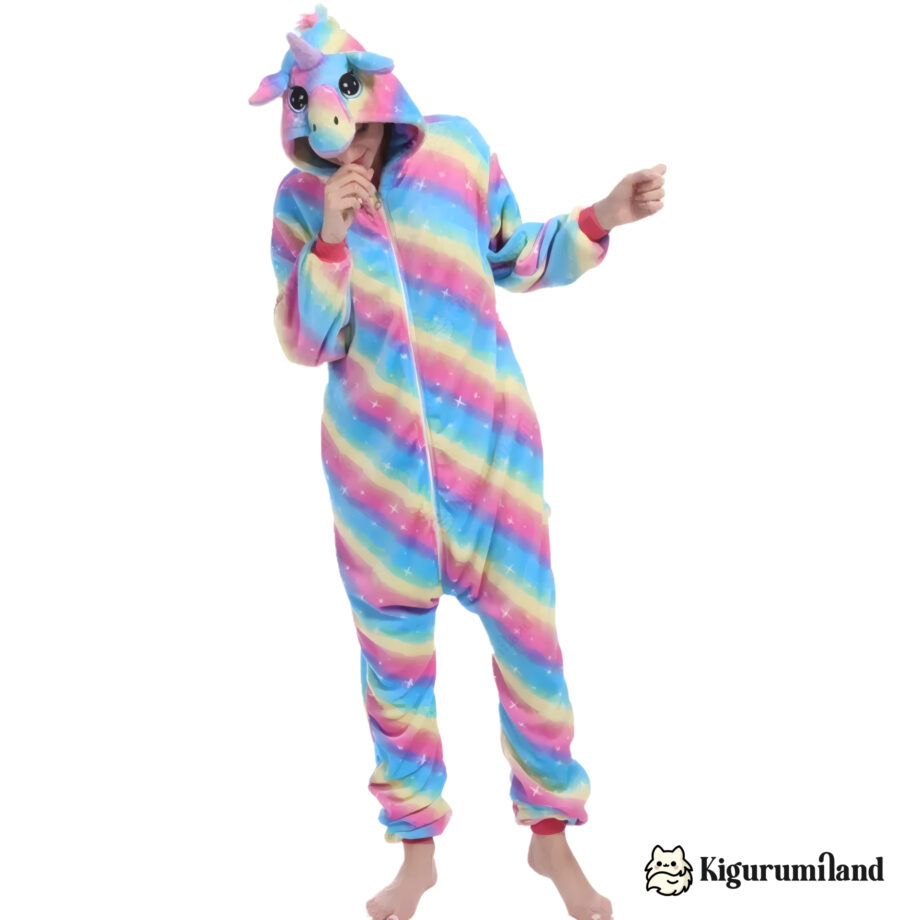 kigurumi licorne arc en ciel bleu face casual