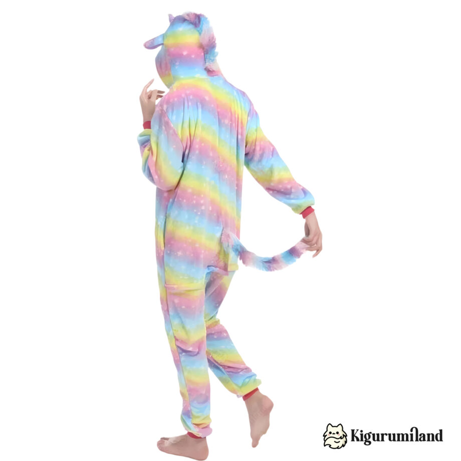 kigurumi licorne arc en ciel jaune dos