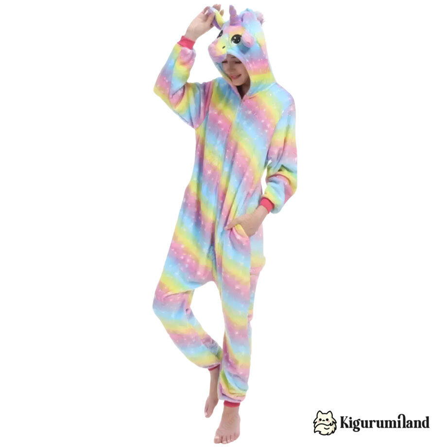 kigurumi licorne arc en ciel jaune face