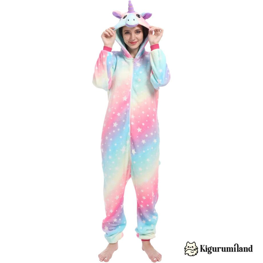 kigurumi licorne arc en ciel rose face