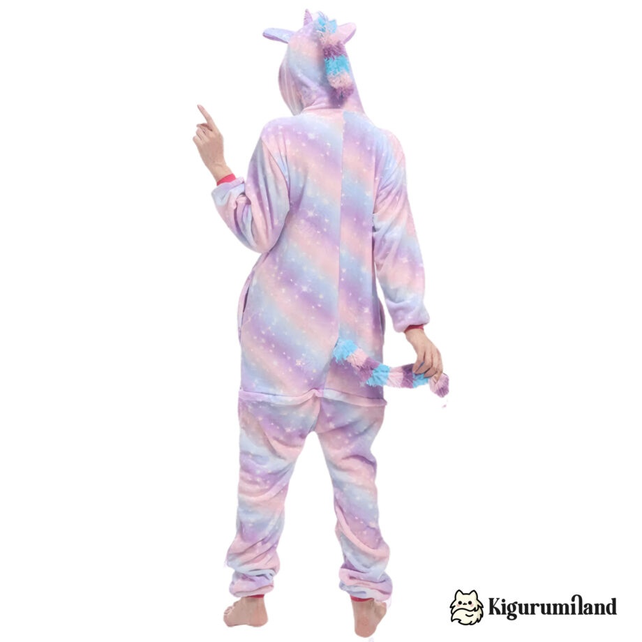 kigurumi licorne arc en ciel violet dos