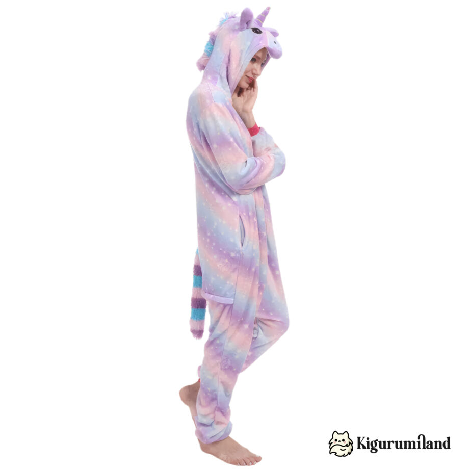 kigurumi licorne arc en ciel violet trois quarts