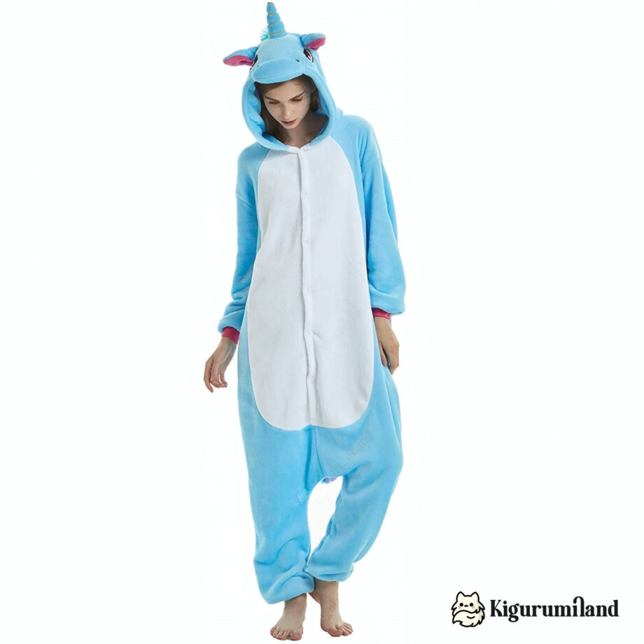 kigurumi licorne uni bleu face