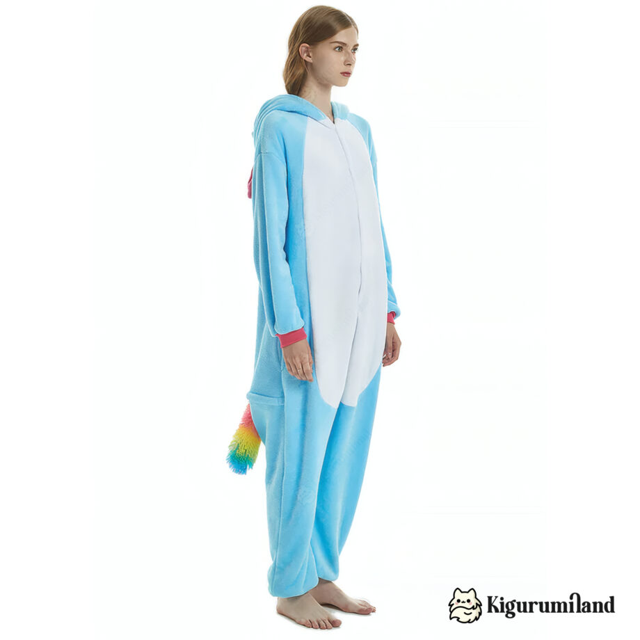 kigurumi licorne uni bleu trois quarts sans capuche