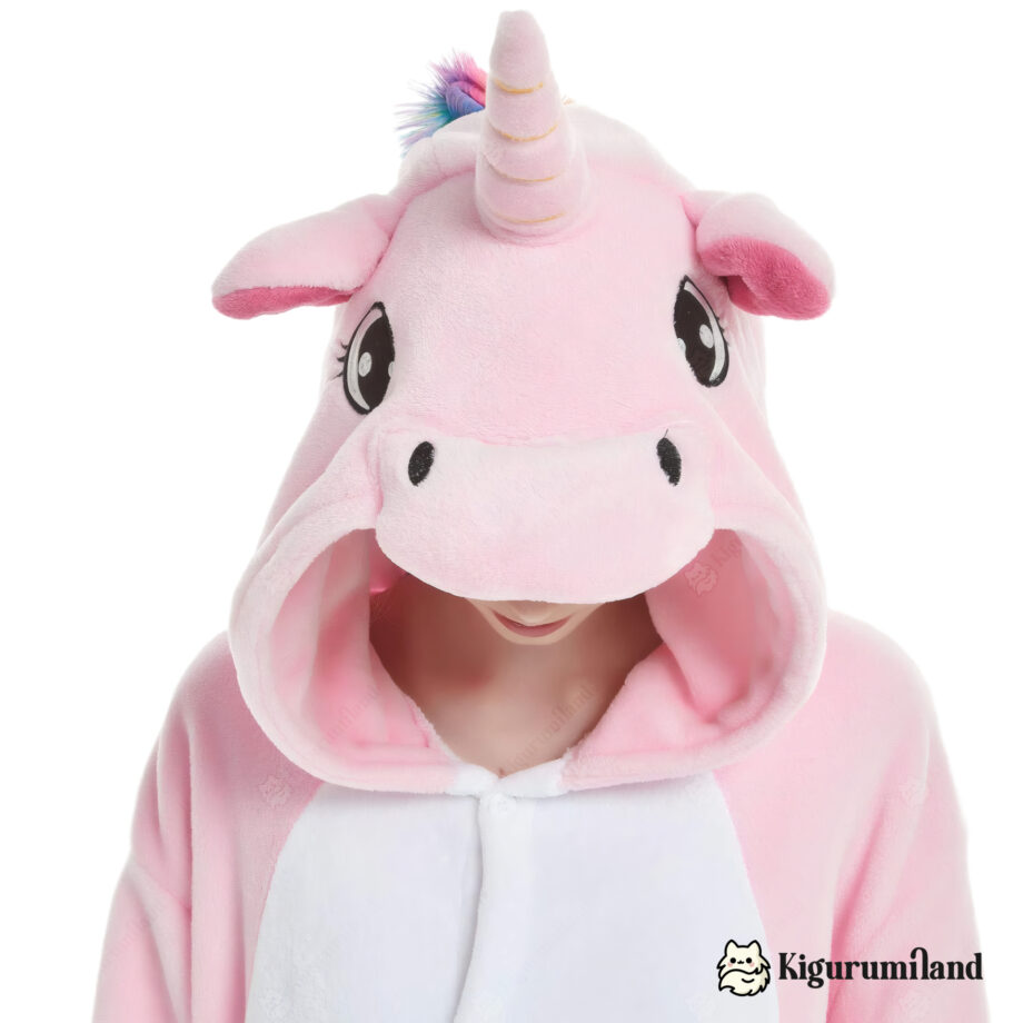 kigurumi licorne uni rose detail capuche