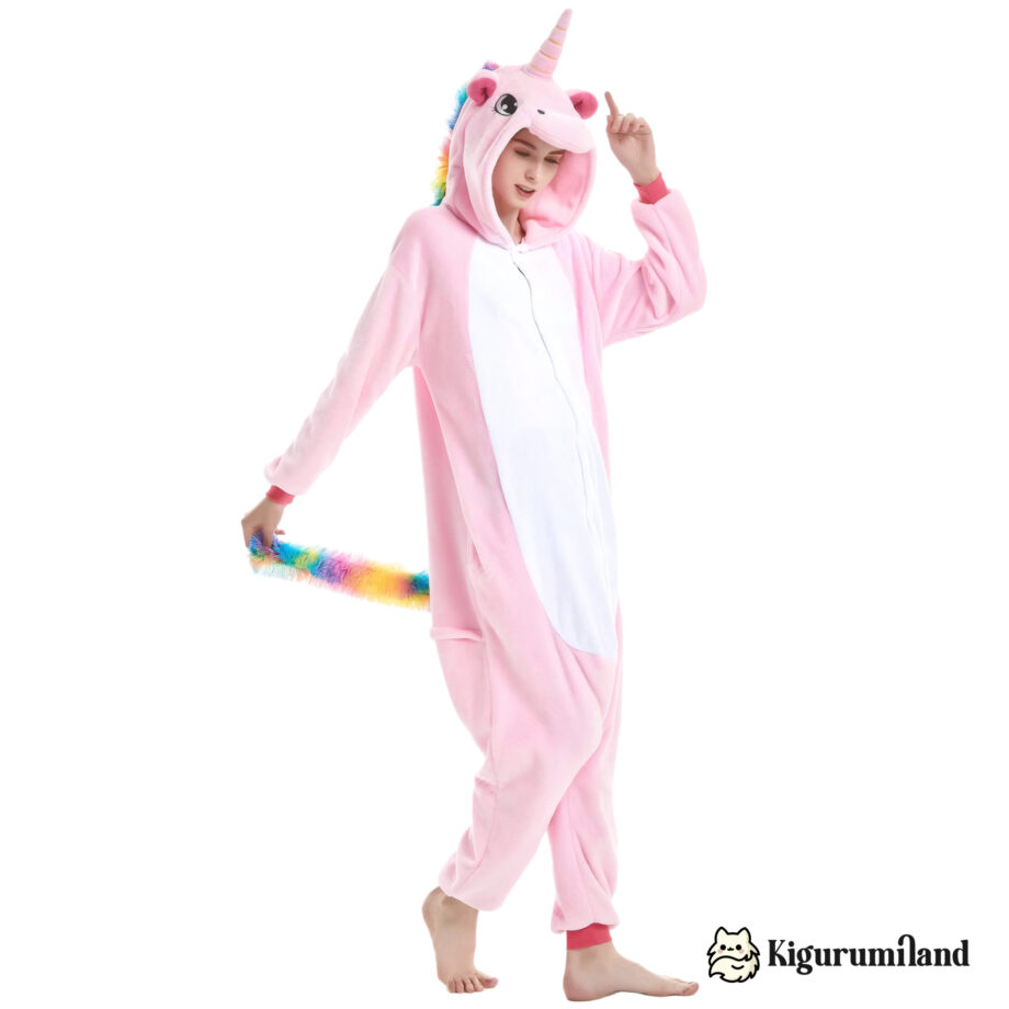 kigurumi licorne uni rose trois quarts