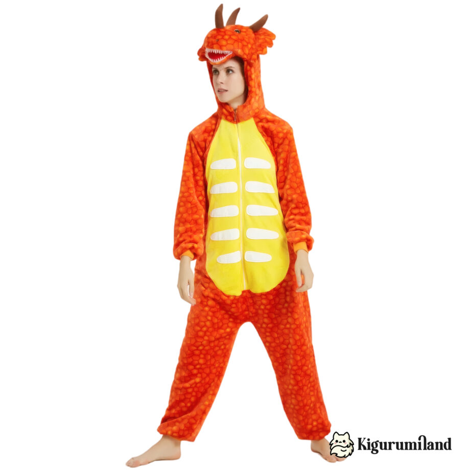 kigurumi triceratops orange femme face