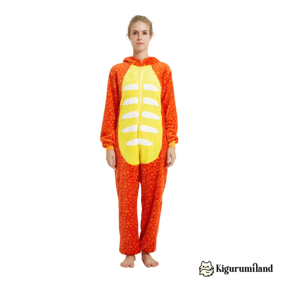 kigurumi triceratops orange femme face sans capuche