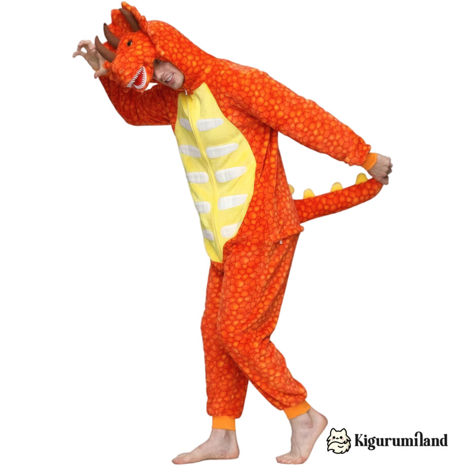 kigurumi triceratops orange homme cote