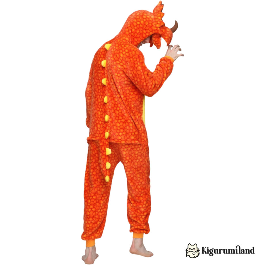 kigurumi triceratops orange homme dos