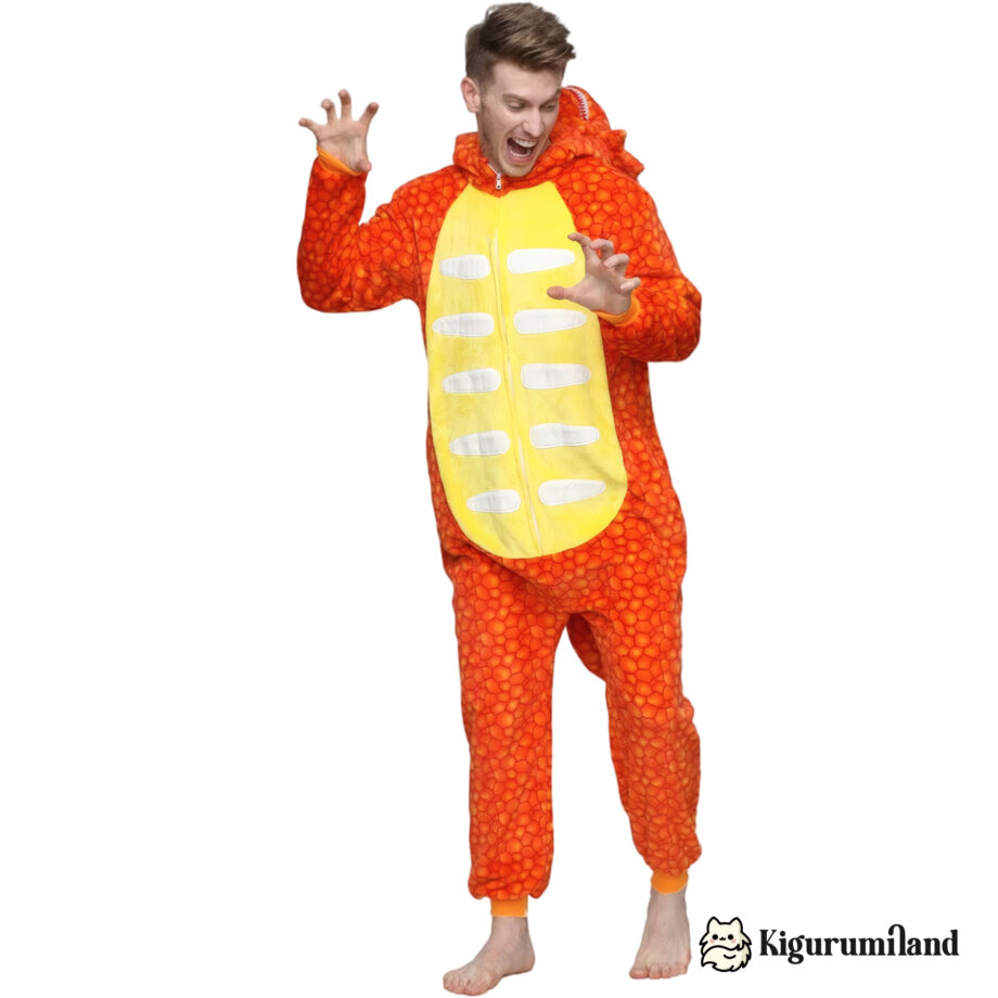 kigurumi triceratops orange homme face sans capuche