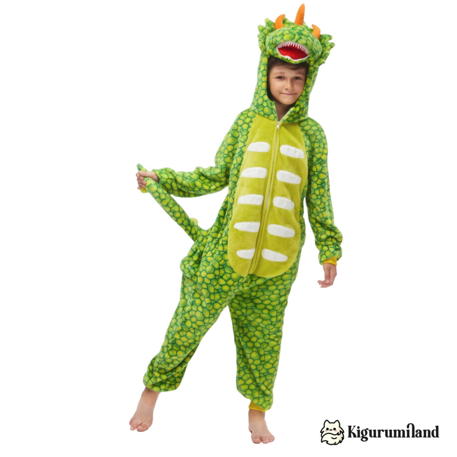 kigurumi triceratops vert clair enfant face