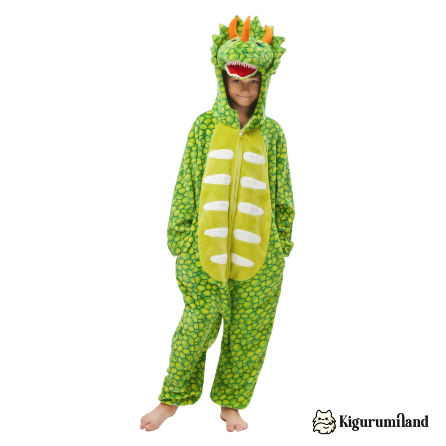 kigurumi triceratops vert clair enfant face casual