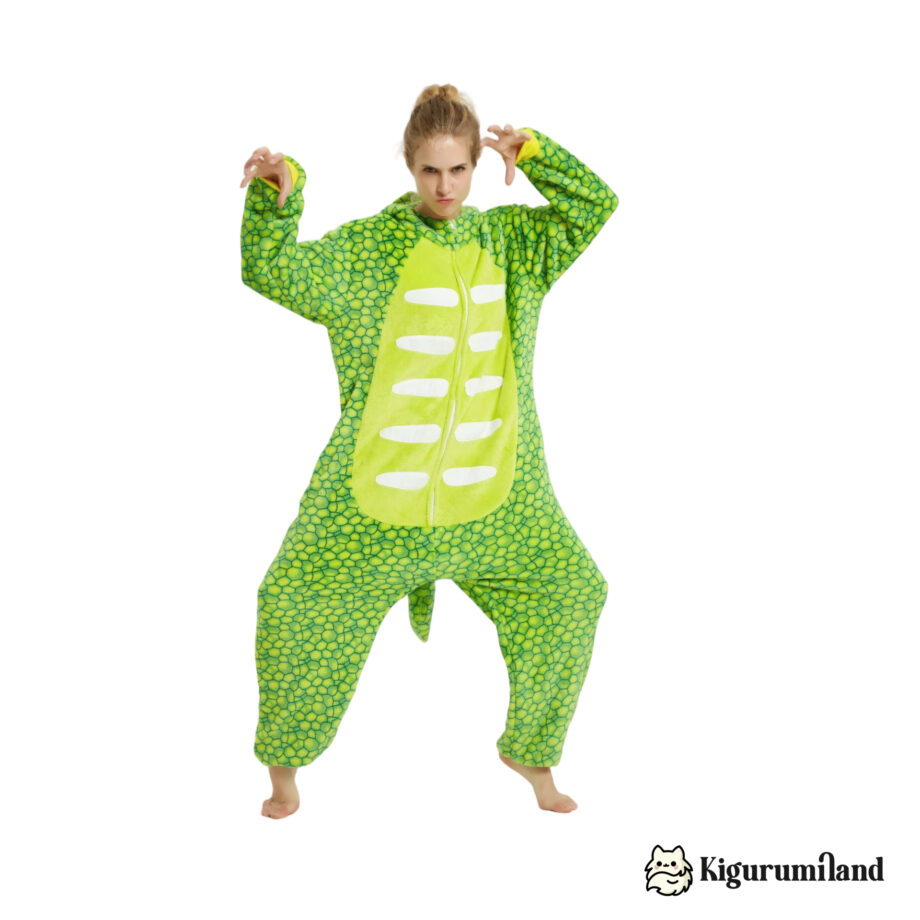 kigurumi triceratops vert clair femme face sans capuche