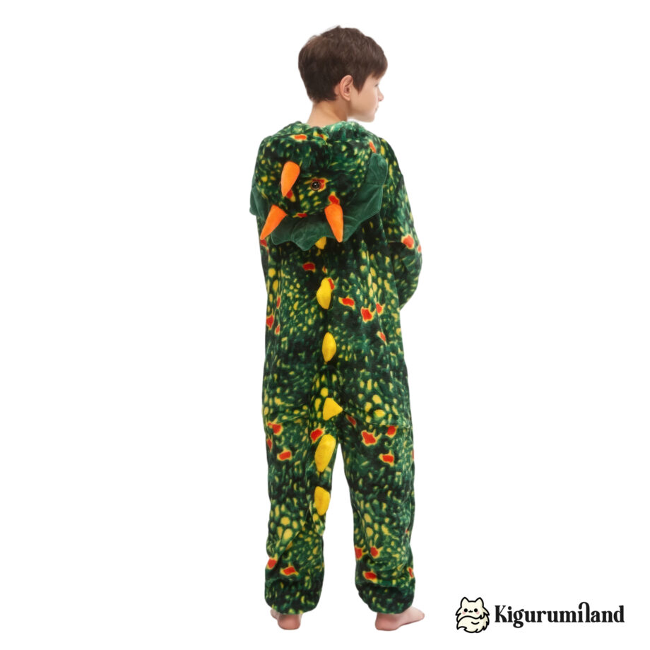 kigurumi triceratops vert fonce enfant dos